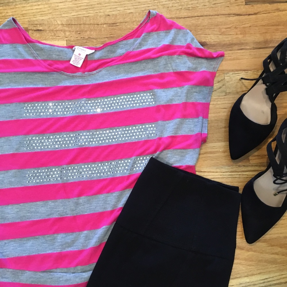 T-shirt with faux rhinestones